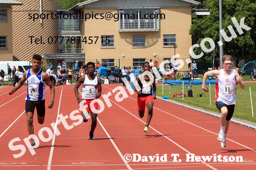 Mens U-17s and Boys U-15s 100 metres, 2022 Northern Inter Counties U17s and U15s Track and Field, York, Thursday, June 2nd. Photo: David T. Hewitson/Sports for All Pics